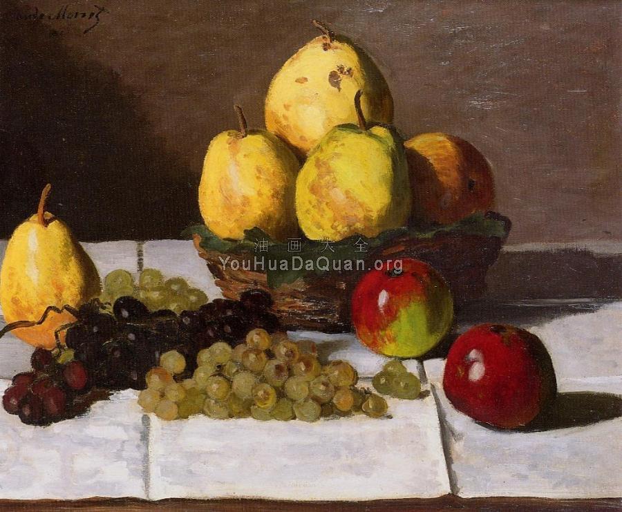 Still Life with Pears and Grapes - 克劳德·莫奈